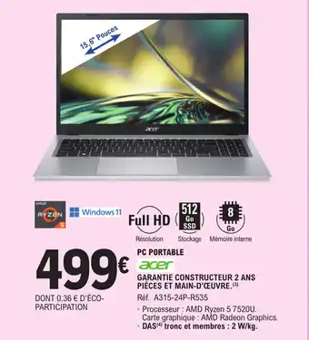 E.Leclerc PC PORTABLE offre