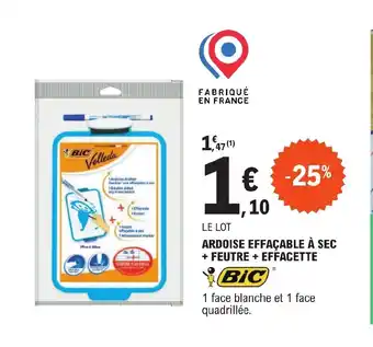 E.Leclerc ARDOISE EFFAÇABLE À SEC + FEUTRE + EFFACETTE offre
