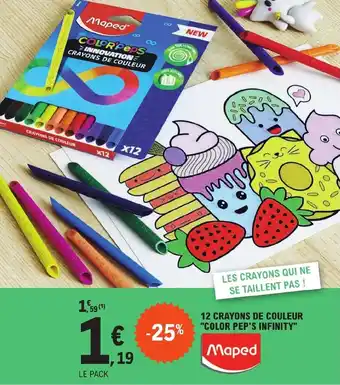 E.Leclerc 12 CRAYONS DE COULEUR "COLOR PEP'S INFINITY" offre