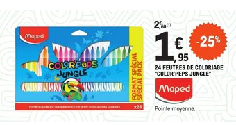 E.Leclerc 24 FEUTRES DE COLORIAGE "COLOR'PEPS JUNGLE" offre