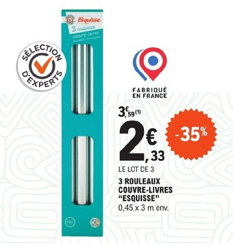 E.Leclerc 3 ROULEAUX COUVRE-LIVRES "ESQUISSE" offre