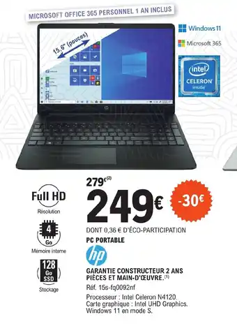 E.Leclerc PC PORTABLE offre