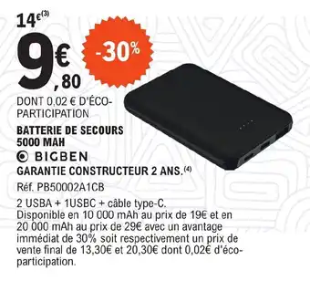E.Leclerc BATTERIE DE SECOURS 5000 MAH offre