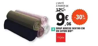E.Leclerc DRAP HOUSSE 90X190 CM EN COTON BIO(²) offre