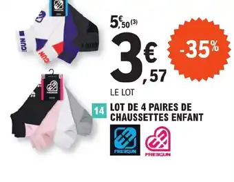E.Leclerc LOT DE 4 PAIRES DE CHAUSSETTES ENFANT offre