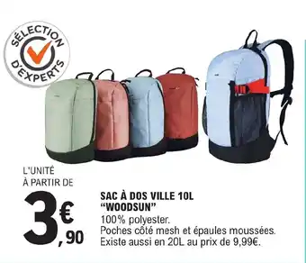 E.Leclerc SAC À DOS VILLE 10L "WOODSUN" offre