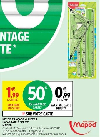 Intermarché KIT DE TRAÇAGE 4 PIÈCES INCASSABLE "FLEX" MAPED offre