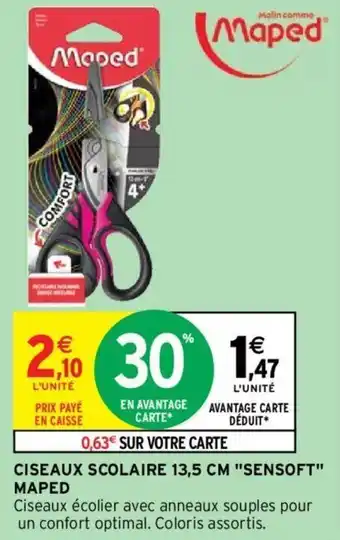 CISEAUX SCOLAIRE 13,5 CM "SENSOFT"