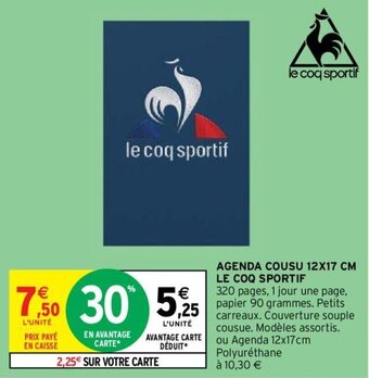 Intermarché AGENDA COUSU 12X17 CM LE COQ SPORTIF offre