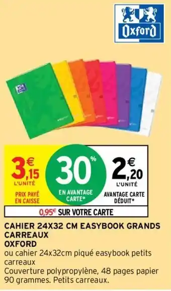 CAHIER 24X32 CM EASYBOOK GRANDS CARREAUX OXFORD