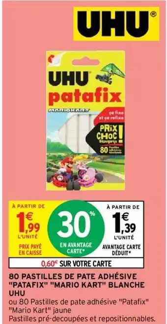 80 PASTILLES DE PATE ADHÉSIVE "PATAFIX" "MARIO KART" BLANCHE UHU