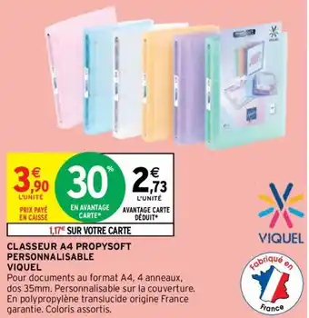 Intermarché CLASSEUR A4 PROPYSOFT PERSONNALISABLE VIQUEL offre