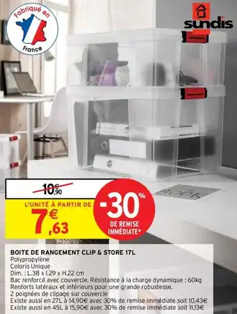 Intermarché BOITE DE RANGEMENT CLIP & STORE 17L offre