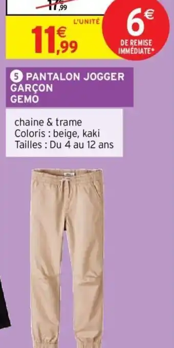 Intermarché PANTALON JOGGER GARÇON GEMO offre
