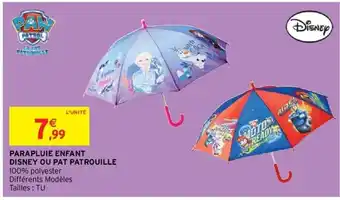 Intermarché PARAPLUIE ENFANT DISNEY OU PAT PATROUILLE offre