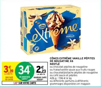 Intermarché CÔNES EXTRÊME VANILLE PÉPITES DE NOUGATINE X6 NESTLÉ offre