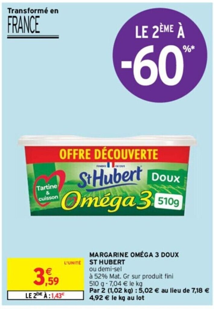 Promo MARGARINE OMÉGA 3 DOUX chez Intermarché