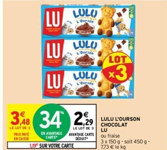 Intermarché LULU L'OURSON CHOCOLAT LU offre