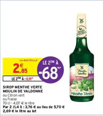 Intermarché SIROP MENTHE VERTE MOULIN DE VALDONNE offre