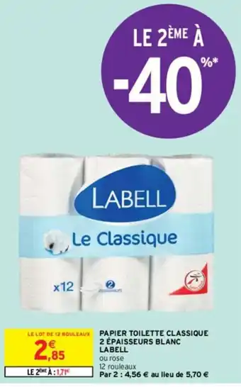 Intermarché PAPIER TOILETTE CLASSIQUE 2 ÉPAISSEURS BLANC offre