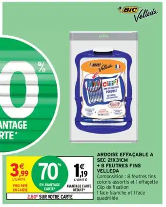 Intermarché ARDOISE EFFAÇABLE A SEC 21X31CM offre