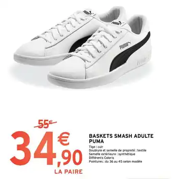 Intermarché BASKETS SMASH ADULTE PUMA offre
