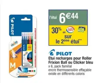 Etui recharges pour Roller Frixion Ball ou Clicker bleu x 6, pack familial