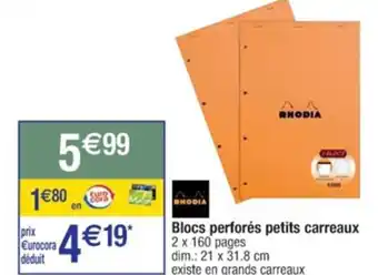 Blocs perforés petits carreaux 2 x 160 pages dim.: 21 x 31.8 cm