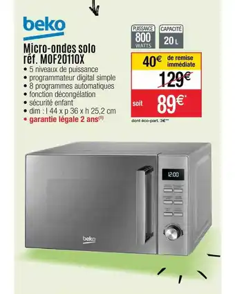 Cora x Carrefour Micro-ondes Solo Beko offre