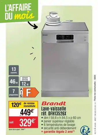 Cora x Carrefour Lave-vaisselle Brandt offre