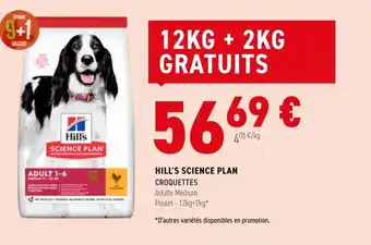 Tom&Co HILL'S SCIENCE PLAN CROQUETTES Adulte Medium Poulet - 12kg+2kg* offre