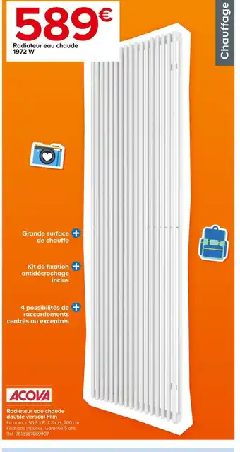 Castorama Radiateur eau chaude 1972 W offre