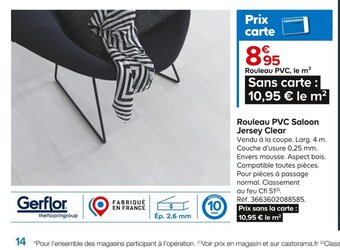 Castorama Rouleau PVC Saloon Jersey Clear offre