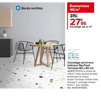 Castorama Carrelage sol et mur intérieur NeoTech Terrazzo 60 x 60 cm offre