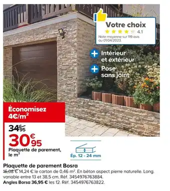 Castorama Plaquette de parement Bosra offre