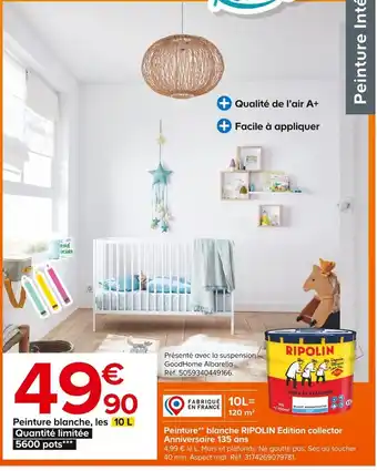 Castorama Peinture** blanche RIPOLIN Edition collector Anniversaire 135 ans offre