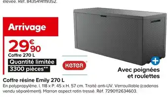 Coffre résine Emily 270 L