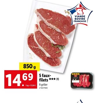 Lidl 5 faux-filets *** (1) À griller offre