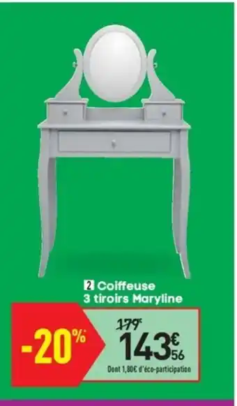 Conforama Coiffeuse 3 tiroirs Maryline offre