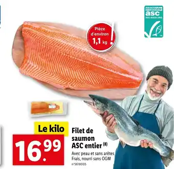 Lidl Le kilo Filet de saumon ASC entier (8) offre