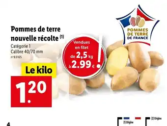 Lidl Pommes de terre nouvelle récolte offre