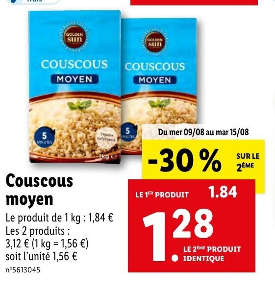 Promo Couscous moyen chez Lidl
