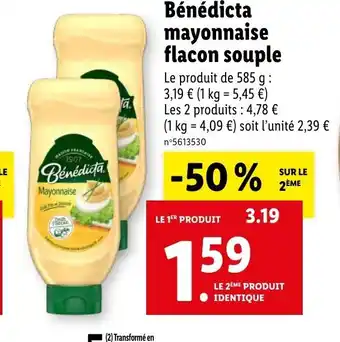 Lidl Bénédicta mayonnaise flacon souple offre