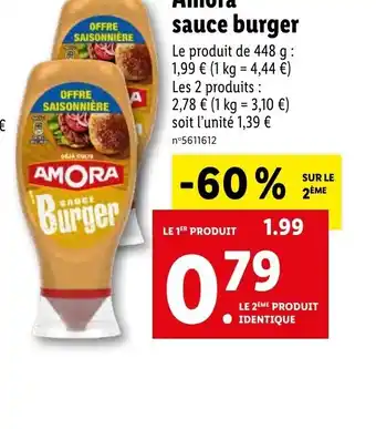 Lidl Amora sauce burger offre