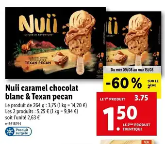 Lidl Nuii caramel chocolat blanc & Texan pecan offre