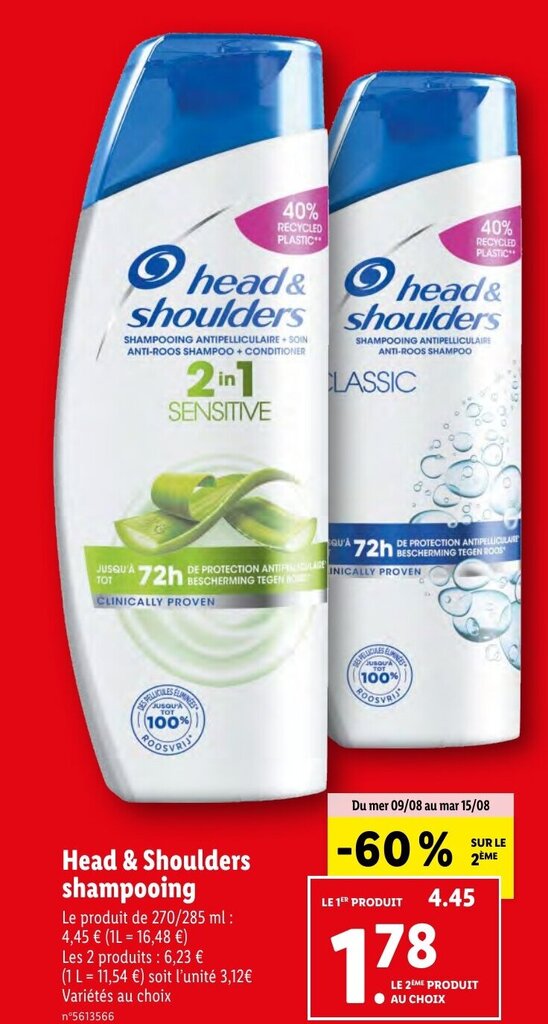 Promo Head & Shoulders shampooing chez Lidl