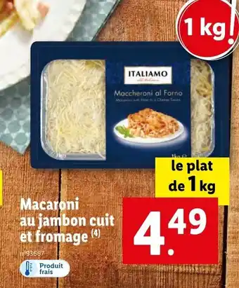 Lidl Macaroni au jambon cuit et fromage (4) offre