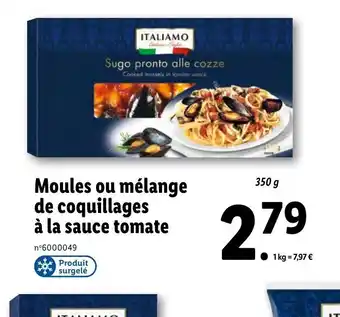 Lidl Moules ou mélange de coquillages à la sauce tomate offre