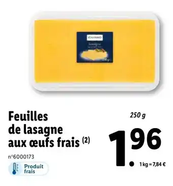 Lidl Feuilles de lasagne aux œufs frais (2) offre