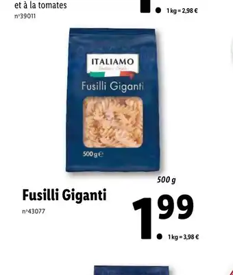 Lidl Fusilli Giganti offre